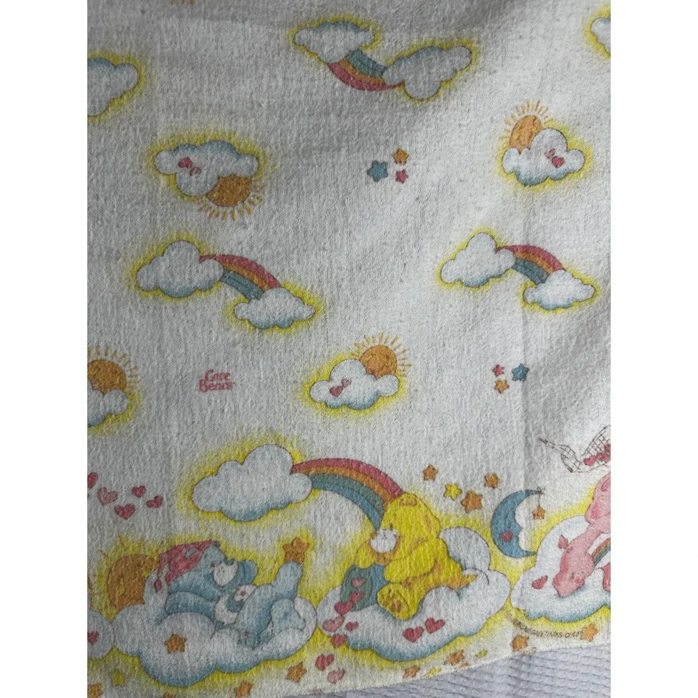1983 Care Bears Baby‎ Blanket Colorful Rainbow & Cloud Soft Throw - Picture 5 of 7